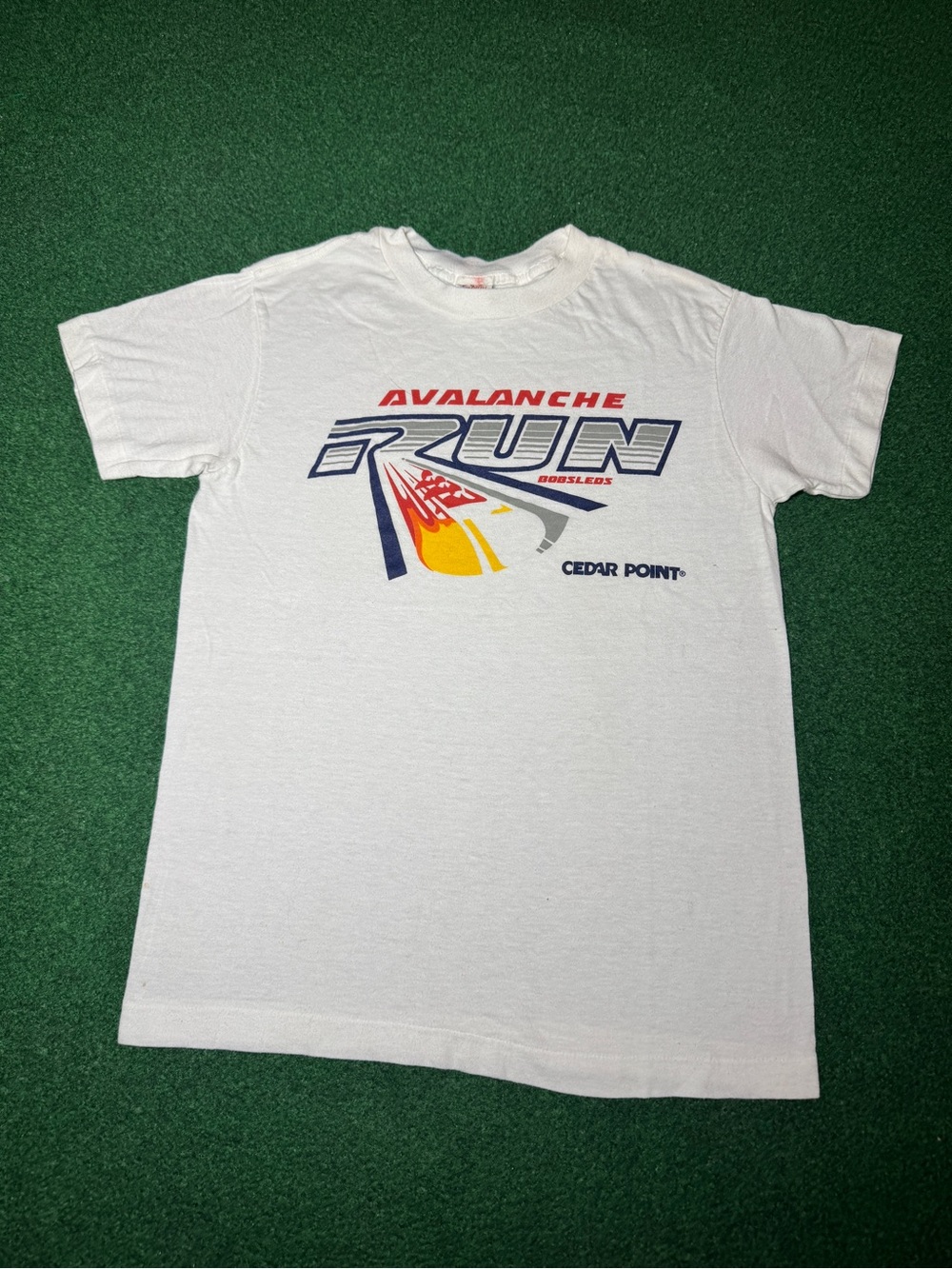 Cedar Point Vintage T Shirt 80s Avalanche Run Bobsled Disaster Transport Medium